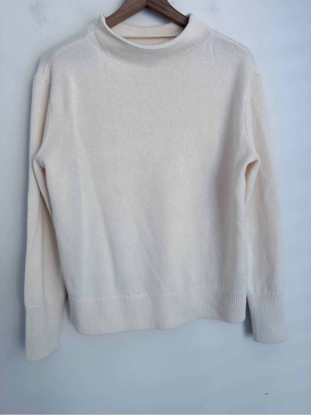 Lands' End Women's 100% Cashmere Roll Neck Tunic Sweater cream S 6-8